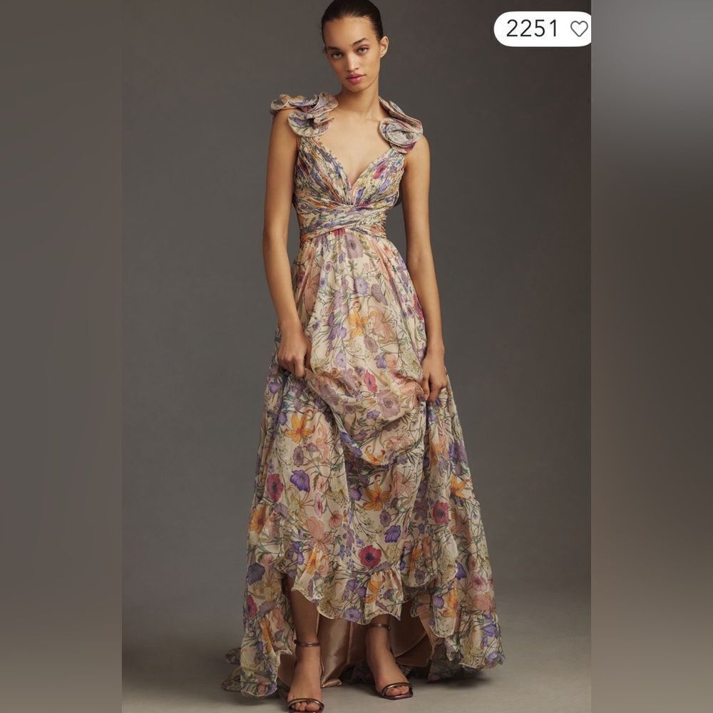 Mac Duggal Flutter-Sleeve V-Neck Maxi Dress/ size 10 - Picture 3 of 12